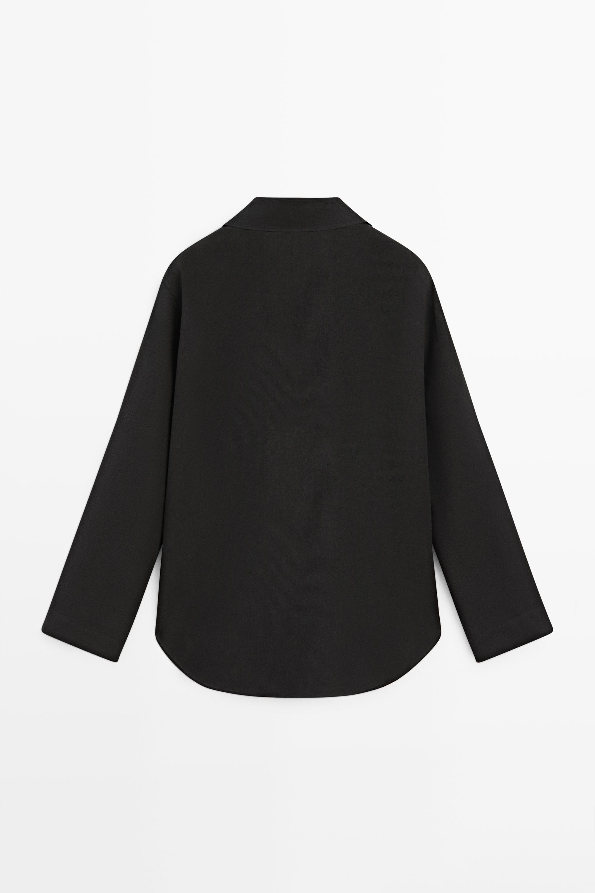 Flowing cotton blend V-neck shirt